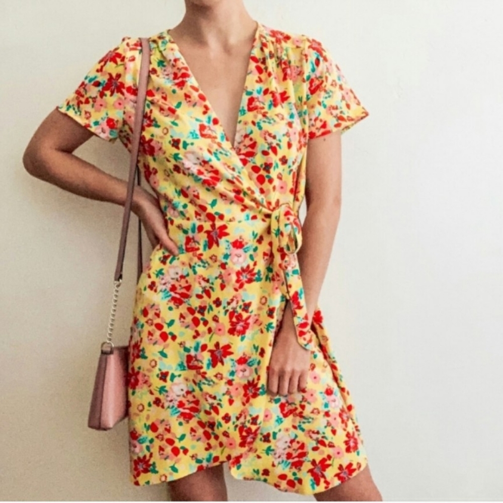 JCrew Factory floral wrap dress